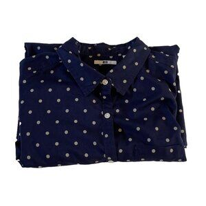Uniqlo Navy Polka Dot Button Down Shirt